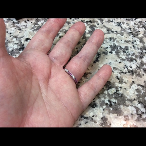 Diamond and pink sapphire 1 ctw 14 k white gold - Picture 4 of 6